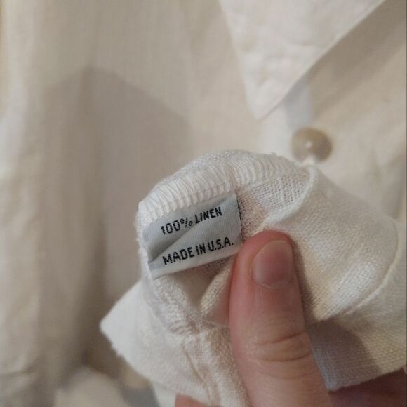 Bryn Walker Women's Size Small Oversized White Linen Button up Blouse Top - Picture 9 of 12